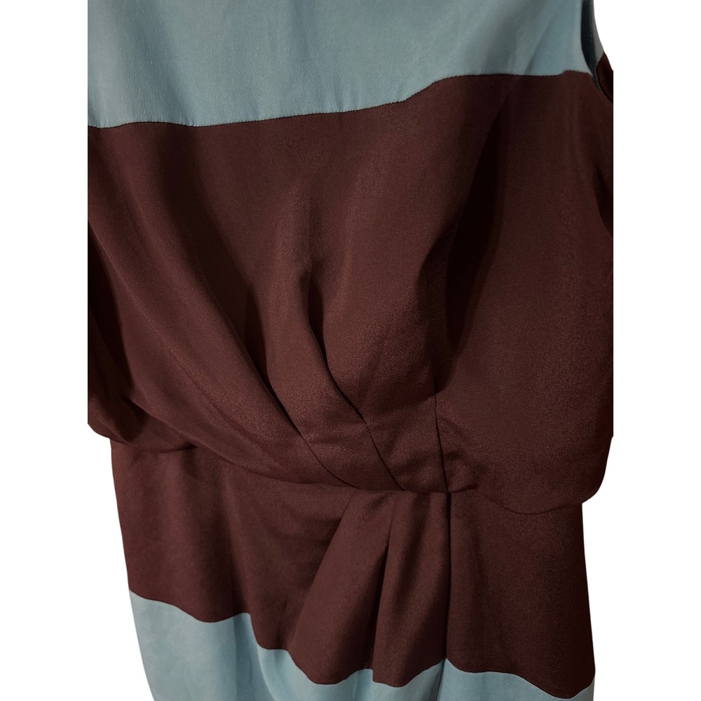 Jessica Simpson Colorblock Sheath‎ Dress Teal Blue Navy Pleated Waist Size 4 - Picture 2 of 7
